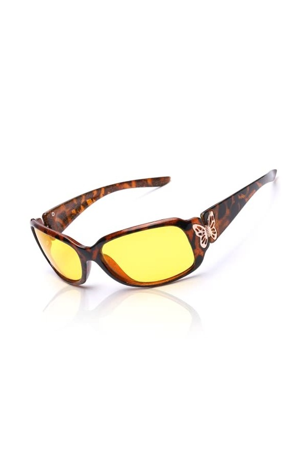 LVIOE Lunettes de conduite de nuit anti-reflets pour femmes avec verres jaunes polarisés Lunettes de vision nocturne