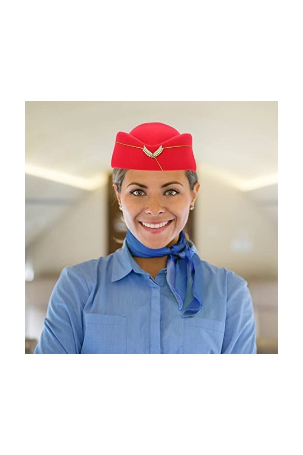 Operitacx Lot de 4 chapeaux de clochette en feutre pour hôtesse de bord - Pour femme - Rouge