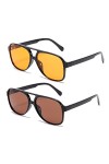 kimorn Lunettes De Soleil Pour Femmes Hommes Classique Vintage Grand Cadre Jaune Lentille Rétro Années 70 Nuances K1017 Écai