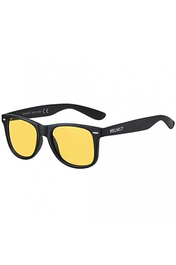 H HELMUT JUST Lunettes de Soleil pour Homme et Femme Conduire de Nuit Polarisées Voyageur Monture légère en R90 Anti-Reflets 
