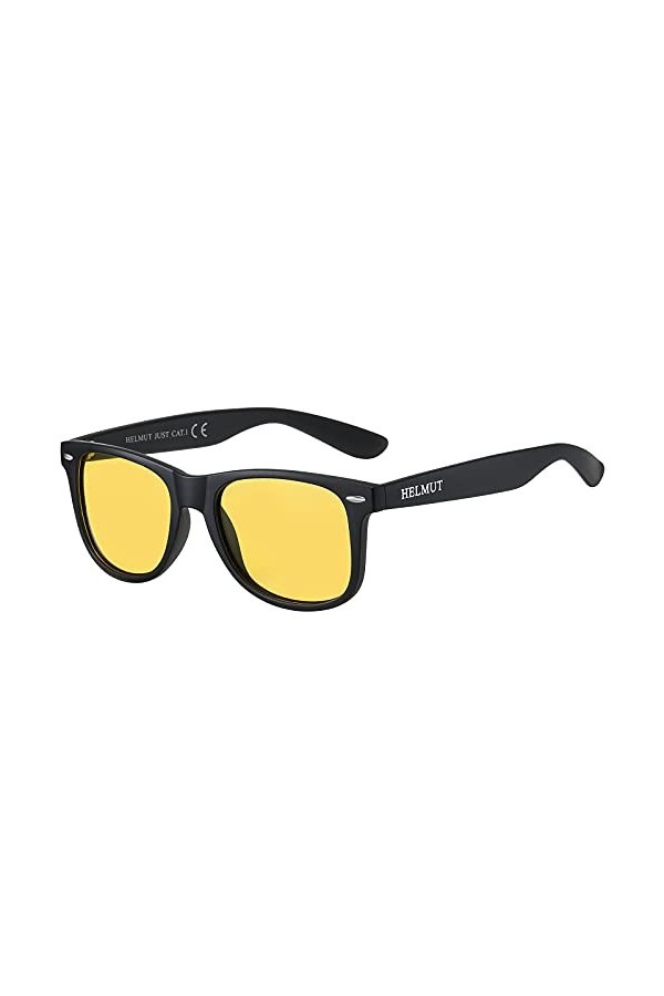 H HELMUT JUST Lunettes de Soleil pour Homme et Femme Conduire de Nuit Polarisées Voyageur Monture légère en R90 Anti-Reflets 