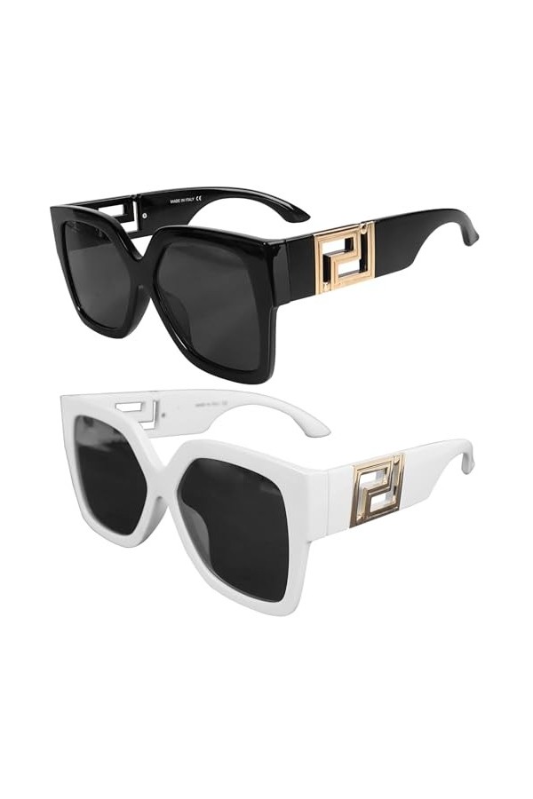 ZMNVEG Lunettes de soleil femme homme rétro années 90 lunettes de soleil femme surdimensionné rétro vintage tendance classiqu