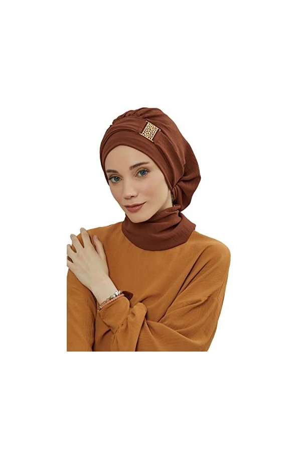 Turban instantané léger pour femme avec accessoires uniques et design élégant, bleu marine, taille unique