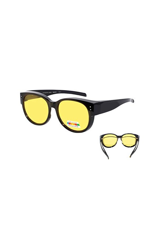 rainbow safety Surlunettes Solaires Polarisee Sur Lunettes Conduite Nuit Homme Femme RWN30 Nuit cat.1 
