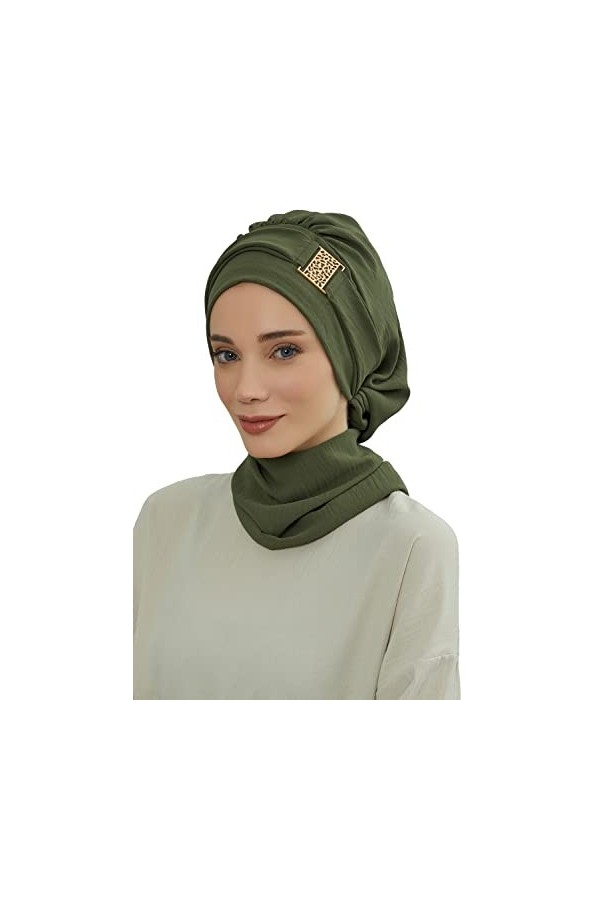Turban instantané léger pour femme avec accessoires uniques et design élégant, bleu marine, taille unique