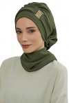 Turban instantané léger pour femme avec accessoires uniques et design élégant, bleu marine, taille unique