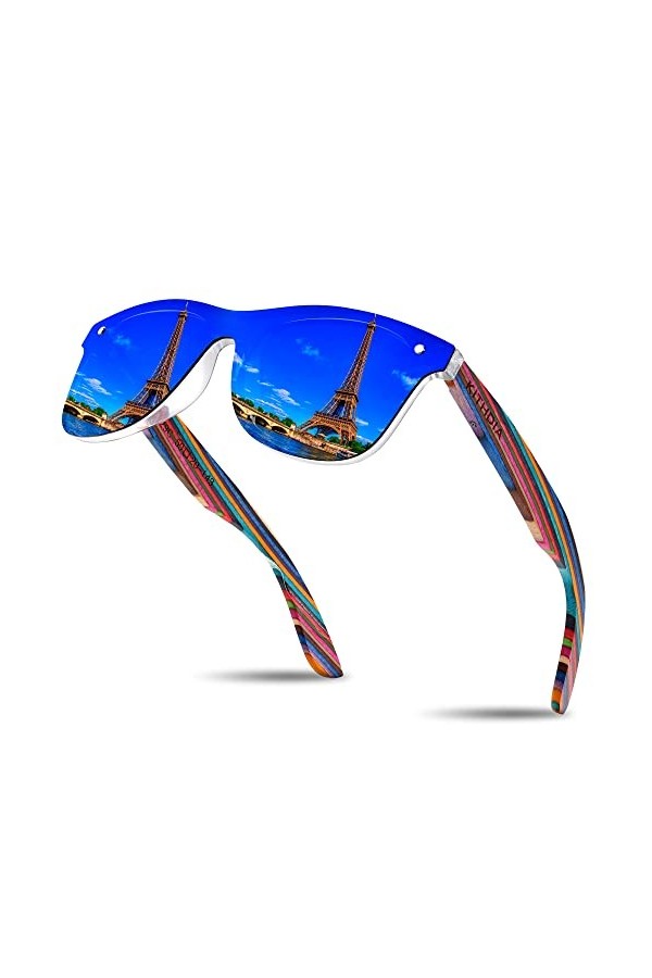 KITHDIA Lunettes de soleil polarisées en bois pour homme et femme avec branches en bois/protection UV400 C5029