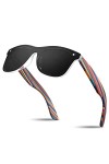 KITHDIA Lunettes de soleil polarisées en bois pour homme et femme avec branches en bois/protection UV400 C5029