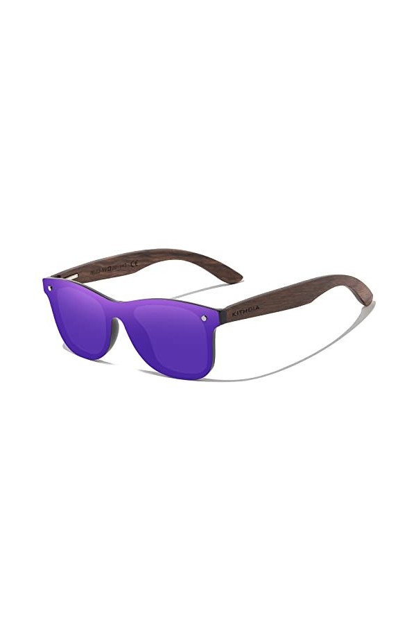 KITHDIA Lunettes de soleil polarisées en bois pour homme et femme avec branches en bois/protection UV400 C5029