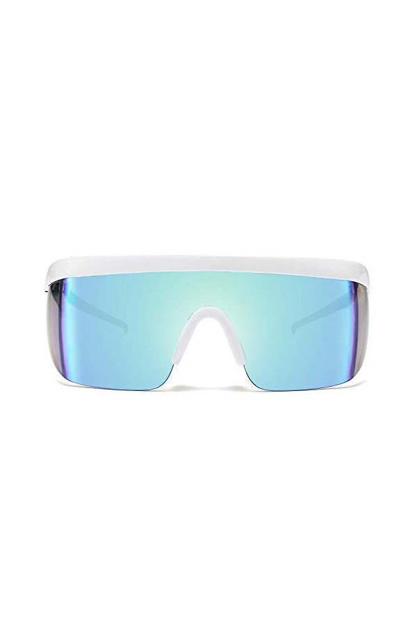 FEISEDY Classique Plat Haut Bouclier Lunettes de Soleil Surdimensionné Miroir une Pièce Sport Lunettes Homme Femme B2522