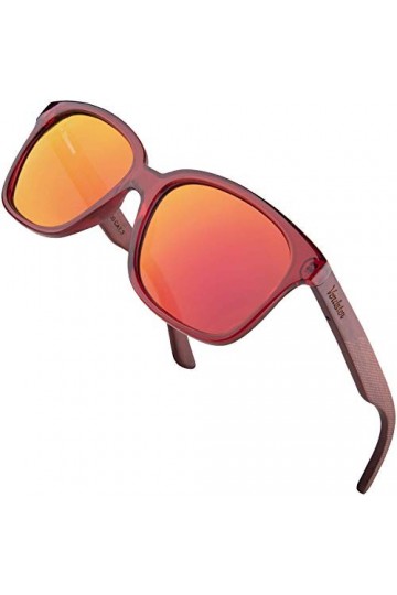 Verdster Lyon - Lunettes de Soleil Polarisées en Bois pour Homme et Femme, avec Branches en Bois de Séquoia à Motifs