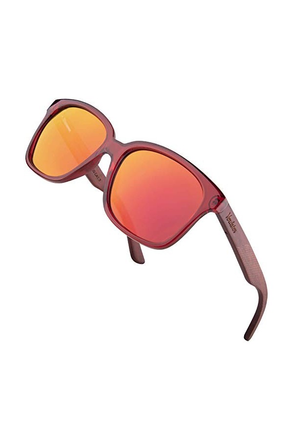 Verdster Lyon - Lunettes de Soleil Polarisées en Bois pour Homme et Femme, avec Branches en Bois de Séquoia à Motifs