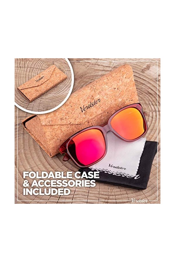 Verdster Lyon - Lunettes de Soleil Polarisées en Bois pour Homme et Femme, avec Branches en Bois de Séquoia à Motifs