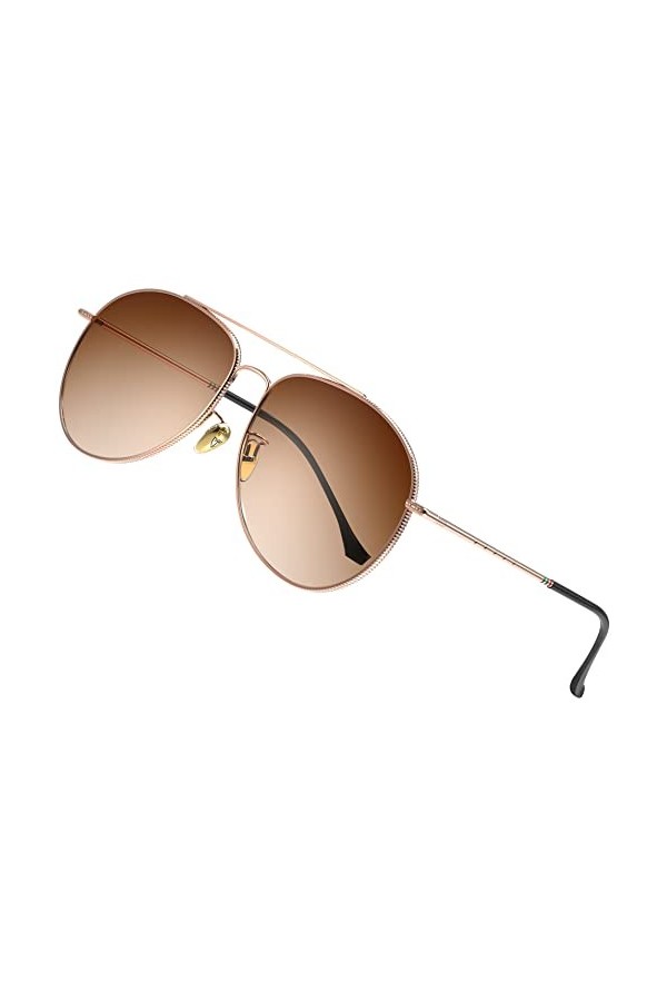 ATTCL Pilot Lunettes de soleil polarisées Femme Homme Protection UV Lunettes de soleil classiques 3066 C5 Rosegold chabian