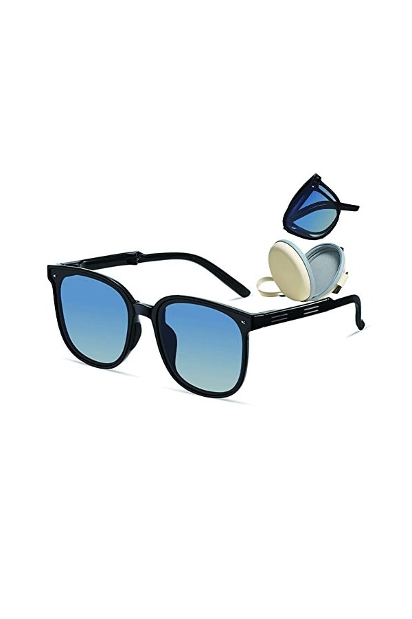 Aiweijia Vintage Ovale Pliant Des lunettes de soleil Mode Polarisé Des lunettes de soleil pour les femmes hommes