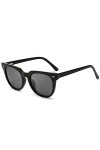 SUNGAIT Lunettes de soleil Femme Polarisées rétro Classiques Protection UV400 Tendance Cadre Noire Finition Brillante /Lent