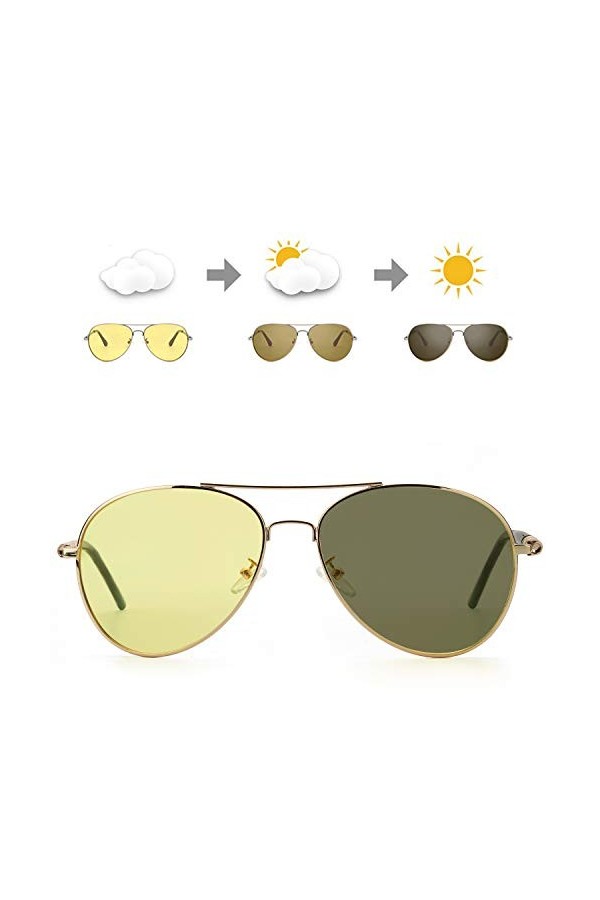 SODQW Lunette de Conduite Vision de Nuit/Anti Eblouissement Polarisée/Verres Photochromiques Jaune pour le Jour et la Nuit/Pr