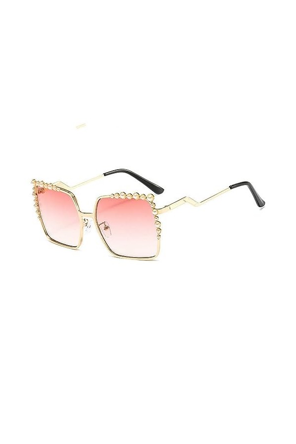 RUBA Lunettes De Soleil Carrées Surdimensionnées Lunettes De Soleil Perles Pour Femmes Lunettes De Soleil Mode Pour Femmes
