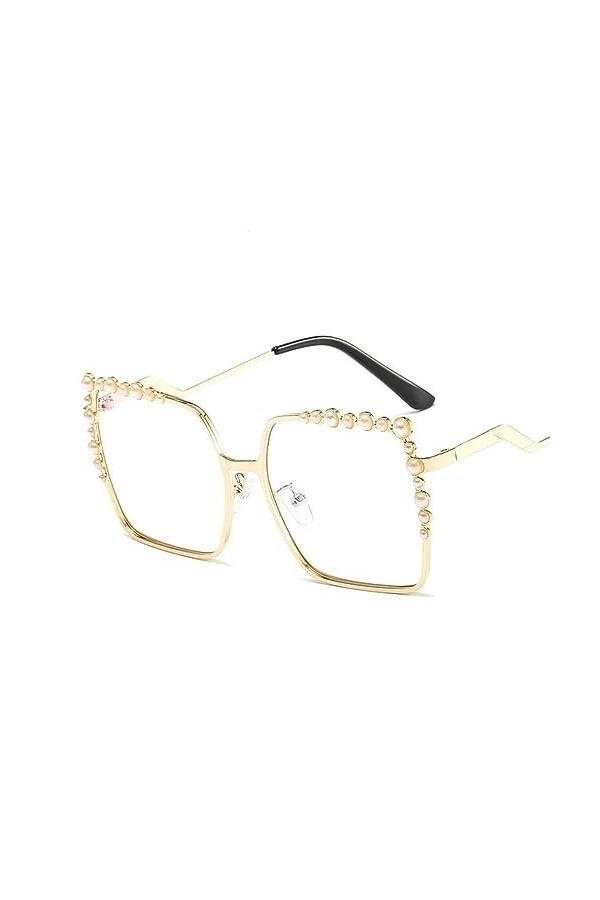 RUBA Lunettes De Soleil Carrées Surdimensionnées Lunettes De Soleil Perles Pour Femmes Lunettes De Soleil Mode Pour Femmes