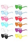 JIANGLAI Lunettes de soleil en forme de cœur - Style vintage des années 90 - Transparentes - Sans monture - Pour Mardi Gras -