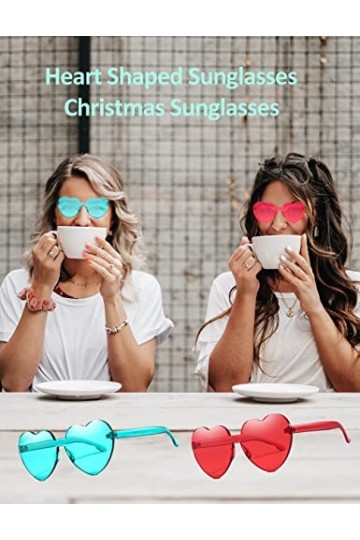 JIANGLAI Lunettes de soleil en forme de cœur - Style vintage des années 90 - Transparentes - Sans monture - Pour Mardi Gras -