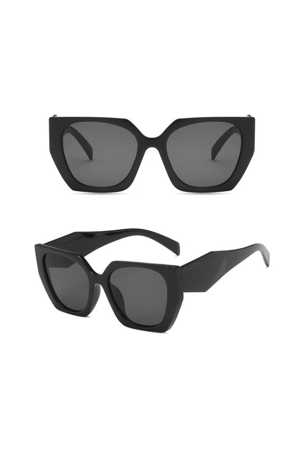 Lunettes de Soleil Carrées de Mode Femmes Luxe Grandes Lunettes de Soleil Noires Femme Miroir Nuances Dames, C1, Taille Uniqu