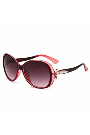 Lunettes de Soleil Ovales Femmes Ombre Vintage Rétro Lunettes de Soleil UV400, C6 Rouge Clair