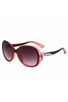 Lunettes de Soleil Ovales Femmes Ombre Vintage Rétro Lunettes de Soleil UV400, C6 Rouge Clair