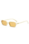 MUTYNE Mode Petit Rectangle Femmes Nuances UV400 Lunettes De Soleil Rétro Verres Clairs Hommes Lunettes Cadre, Beige Thé Clai