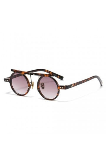 HPIRME Lunettes de soleil rondes vintage femme homme lunettes femme mâle petite monture dégradé rétro, double rouge foncé, ta