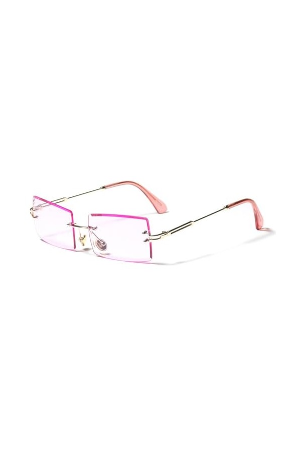 MUTYNE Lunettes de soleil rectangulaires sans monture pour hommes et femmes, lunettes de soleil carrées à la mode, lunettes p