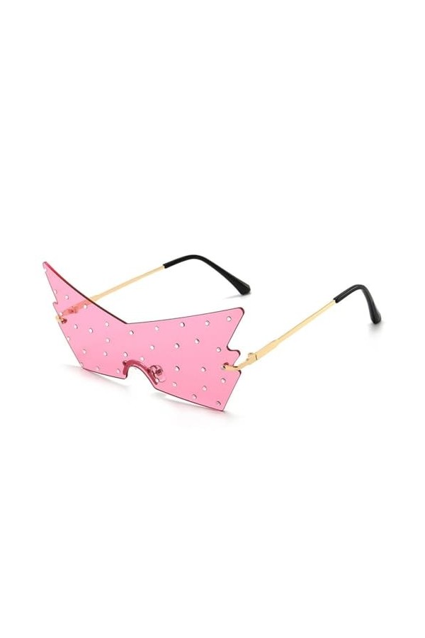 MUTYNE Lunettes de soleil surdimensionnées pour femmes, lunettes de soleil sans monture en diamant, mode féminine, strass, Pu