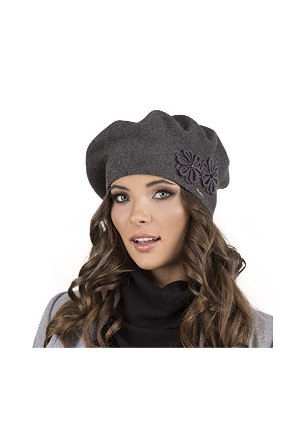 VIVISENCE Femme Béret Classique Et Élégant 7007, Fabriqué en UE, Gris Clair,UNI