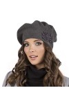 VIVISENCE Femme Béret Classique Et Élégant 7007, Fabriqué en UE, Gris Clair,UNI