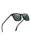 JIM HALO Lunettes de Soleil Polarisées Vintage Carré anti UV Classique Lunettes de Soleil pour Hommes Vert Foncé/Vert Polaris