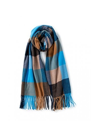 Villand Écharpe en laine pour femme - Écharpes chaudes dhiver à carreaux pour femme, grands châles et écharpes doux et épais