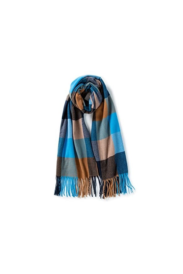 Villand Écharpe en laine pour femme - Écharpes chaudes dhiver à carreaux pour femme, grands châles et écharpes doux et épais