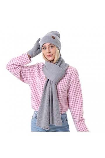 H at Scarf Ensemble de gants unisexe en laine douce avec longue écharpe châle double couche bonnet gants pour écran tactile p