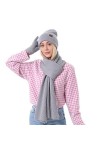 H at Scarf Ensemble de gants unisexe en laine douce avec longue écharpe châle double couche bonnet gants pour écran tactile p