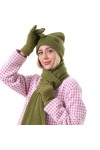 H at Scarf Ensemble de gants unisexe en laine douce avec longue écharpe châle double couche bonnet gants pour écran tactile p