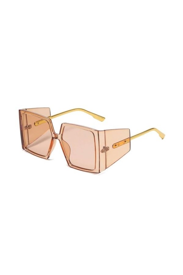 MUTYNE Lunettes de Soleil Steampunk Vintage en métal pour Femmes, Bouclier carré, Lunettes de Soleil surdimensionnées pour Ho