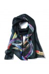 Invisible World Foulard Soie 100% Femme pour Cheveux, Cou, Tete Echarpe Longue Peint a la Main - Libellule - Bleu Sarcelle