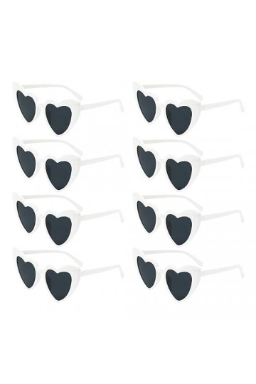FUNUPUP 8 Paires Lunettes de Coeur Soleil pour Femmes, Lunettes de Fête Rétro pour Femme