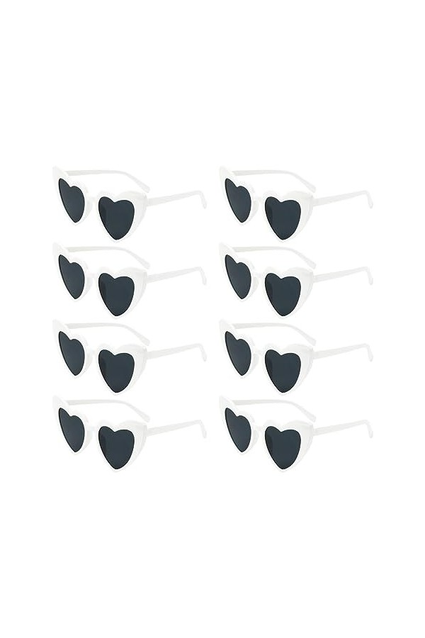 FUNUPUP 8 Paires Lunettes de Coeur Soleil pour Femmes, Lunettes de Fête Rétro pour Femme