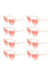 FUNUPUP 8 Paires Lunettes de Coeur Soleil pour Femmes, Lunettes de Fête Rétro pour Femme