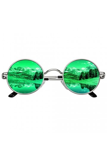 CGID E01 lunettes de soleil polarisées inspirées du style retro vintage Lennon en cercle métallique rond protection UV400,Gra