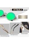 CGID E01 lunettes de soleil polarisées inspirées du style retro vintage Lennon en cercle métallique rond protection UV400,Gra