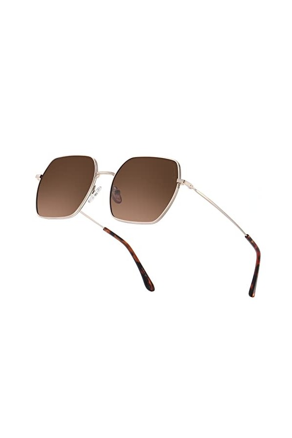 SummerLight Lunettes de soleil classiques pour homme et femme - Hexagone - Cadre en métal - Protection solaire UV400, Monture