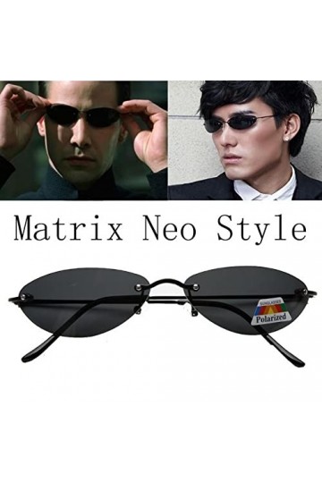 KSXYH The Matrix Neo Costume Lunettes de Soleil polarisées pour Hommes et Femmes Monture sans Monture Lunettes de Soleil de C