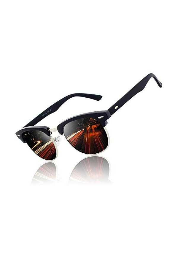 CGID Lunettes de Soleil Homme Femme Polarisées UV400 Classique Rétro Demi Monture Lunettes